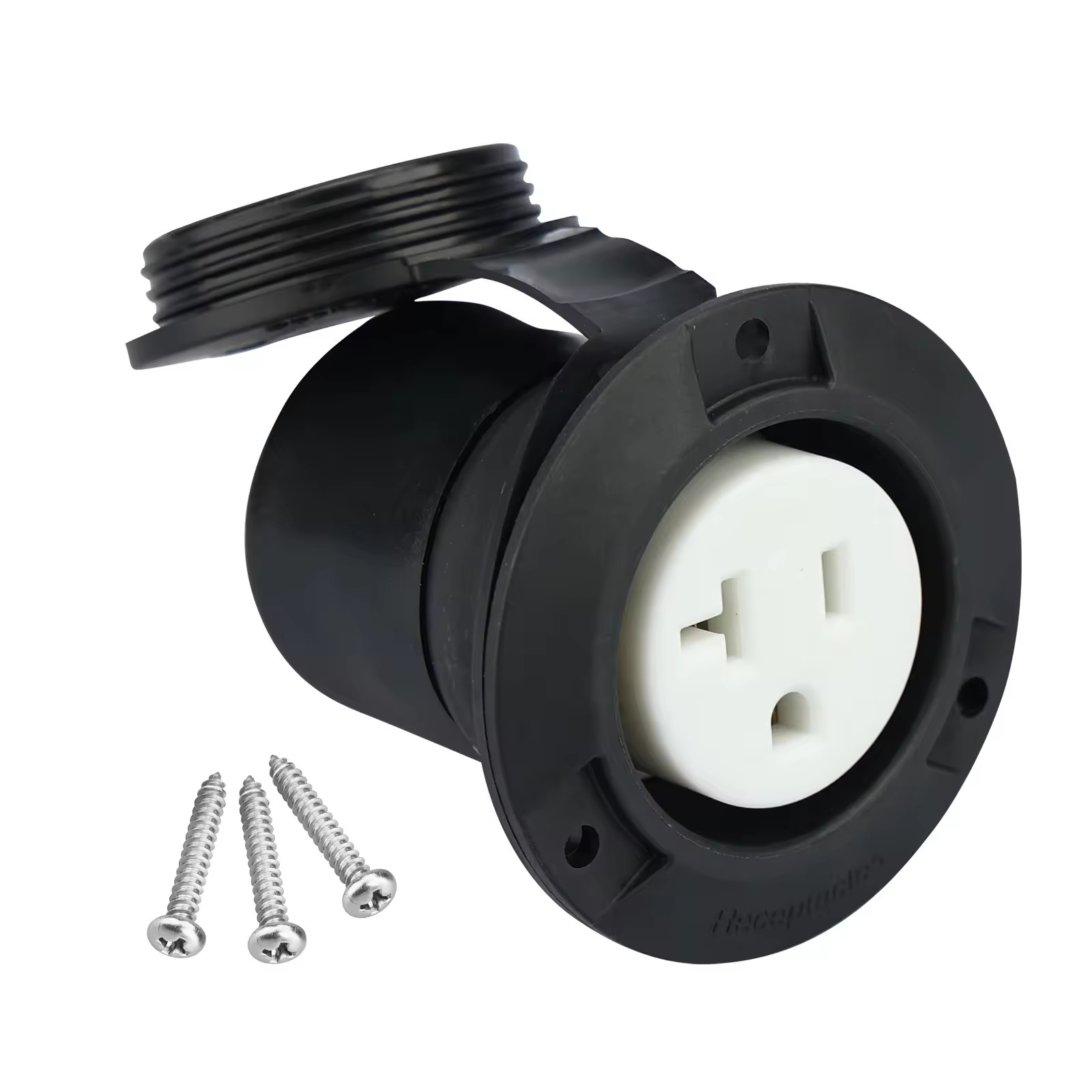 Wohnmobil-/yacht-wechselstromanschlussstecker 20a, 125v, Runde Schwarze Staubschutzkappe Nema 5-20r -schwarz-