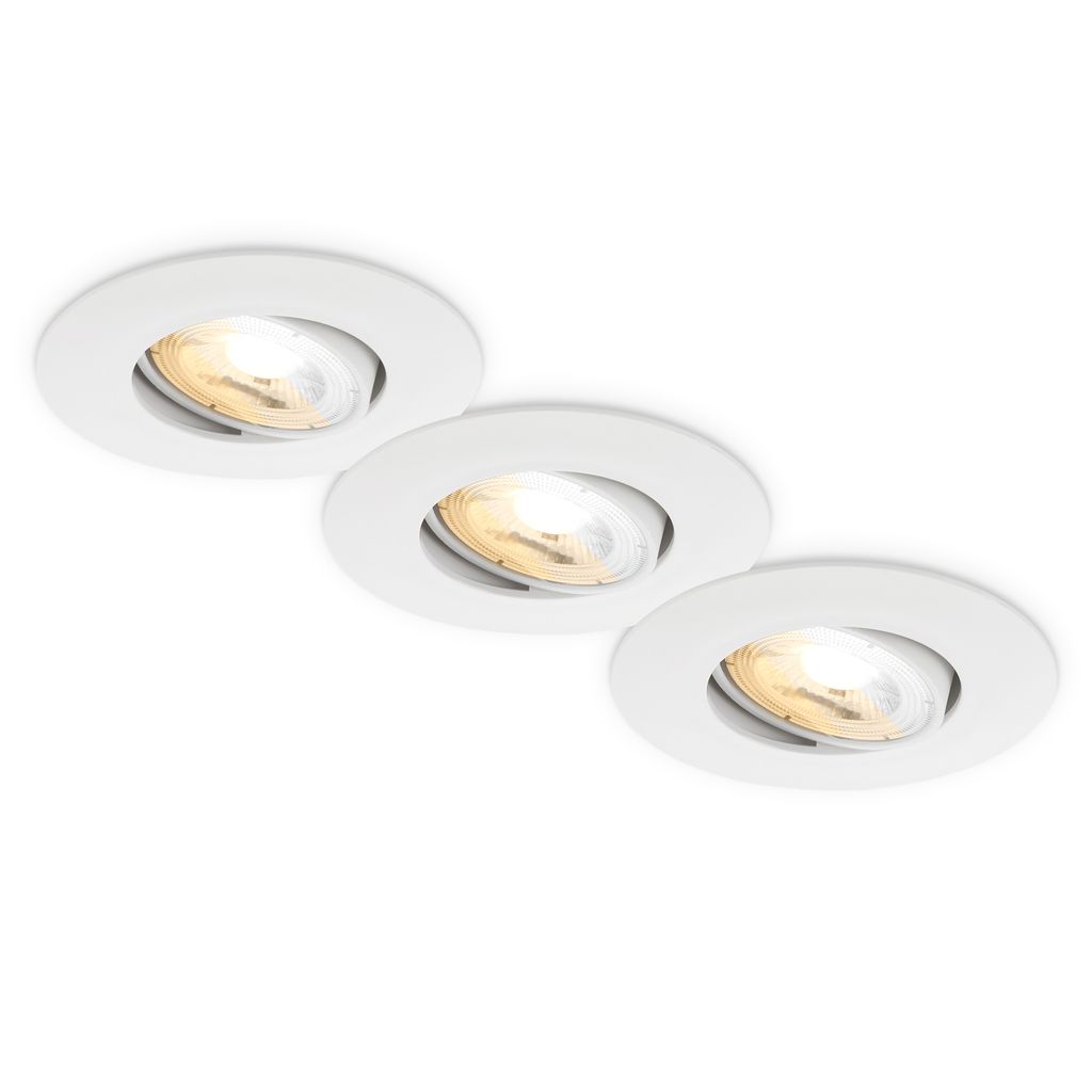 Briloner 3er Set Led Einbaustrahler Cts Schalter Ø90x24 Mm Rund 4,9w, 460lm, 2700k-4000k Warmweiß Bis Neutralweiß Dimmbar Weiß - Einbauleuchten Wohnzimmer Flur Küche Büro