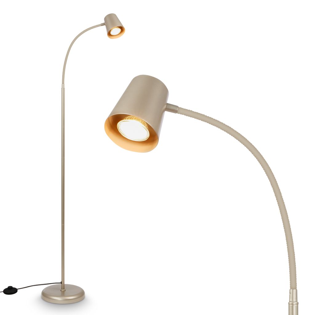 Briloner Stehlampe Schwenkbar 42,5x127,5 Cm Gu10 Fassung Max. 9w Kabelschalter Satin-metallic - Stehleuchte Büro Wohnzimmer Schlafzimmer