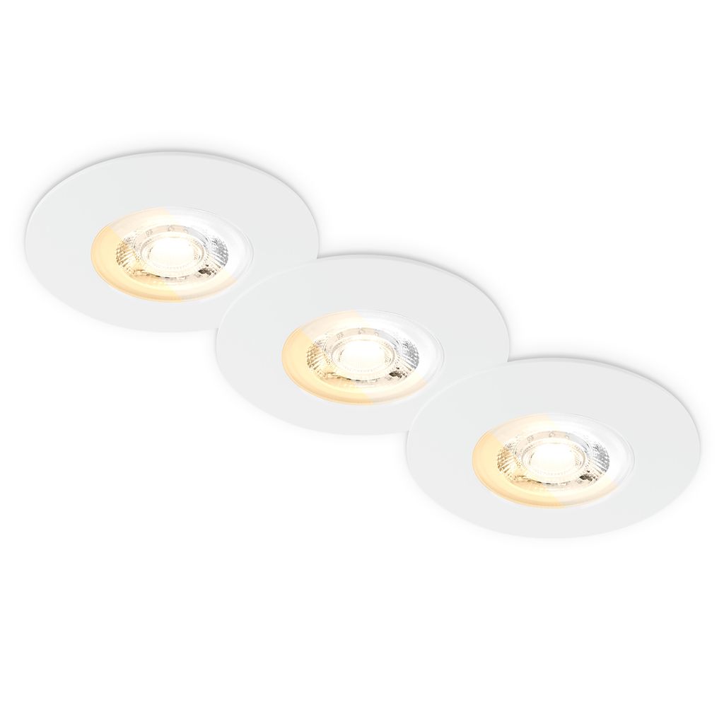 Briloner 3er Set Led Einbaustrahler Cts Schalter Ø90x24 Mm Rund 4,9w, 460lm, 2700k-4000k Warmweiß Bis Neutralweiß Ip65 Weiß - Einbauleuchten Wohnzimmer Flur