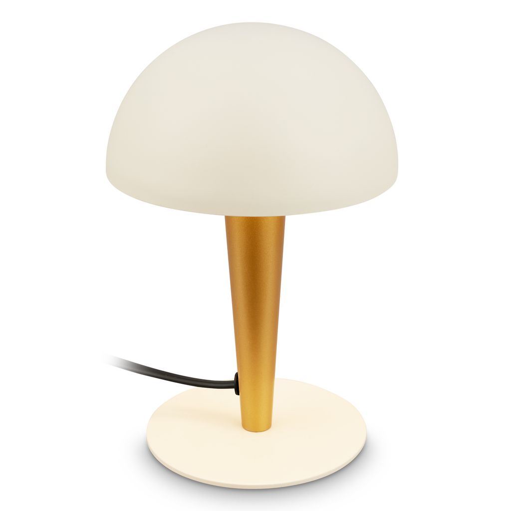 Briloner Tischlampe Metall Ø15x22,5 Cm E14 Fassung Max. 10w Kabelschalter Messing-altweiß - Nachttischlampe Leselampe Wohnzimmer Schlafzimmer Büro