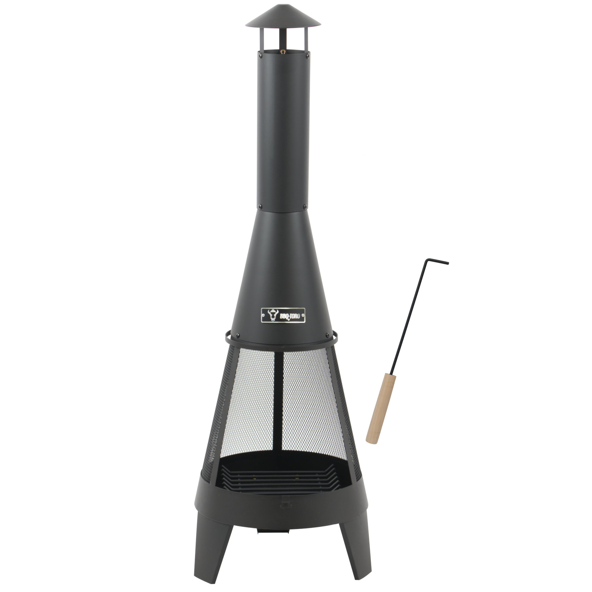 Bbq-toro Terrassenofen Mit Funkenschutz, Feuerrost Und Schürhaken, 35,5 X 35 X 112 Cm, Gartenkamin