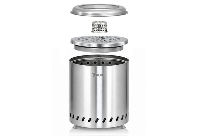 Bbq-toro Edelstahl Feuerstelle Raucharm, Silber, Ø 22 X (h) 25 Cm, Raucharmer Feuerkorb