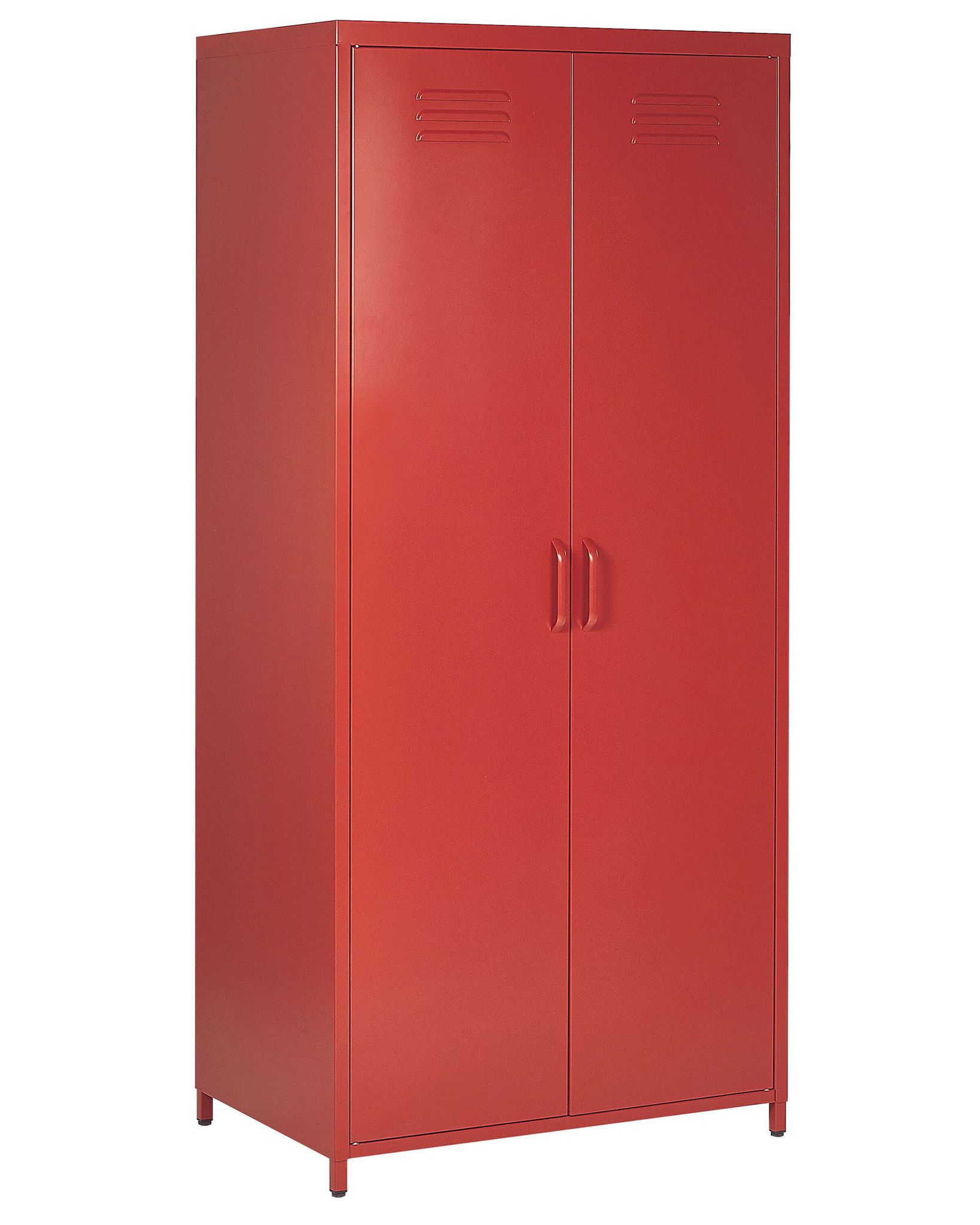 Kleiderschrank Rot Metall 76 X 50 X 171 Cm Mit 2 Türen 3 Herausnehmbaren Fächern Und Kleiderstange Wohnzimmer Schlafzimmer Flur Büro Arbeitsbereich