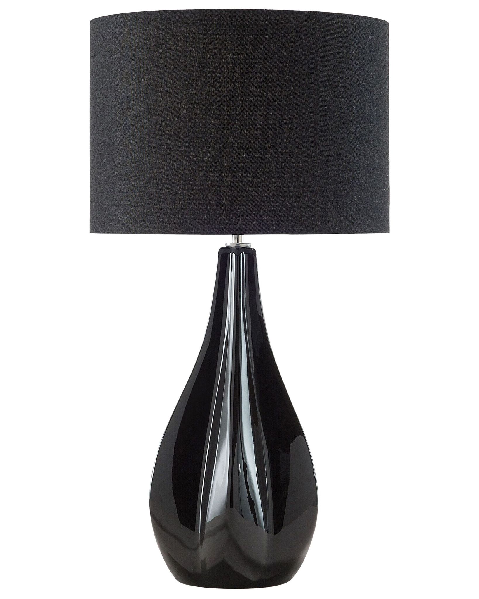 Beliani - Tischlampe Schwarz Geschwungener Porzellanfuß Stoffschirm Langes Kabel Mit Schalter Modern Glamourös