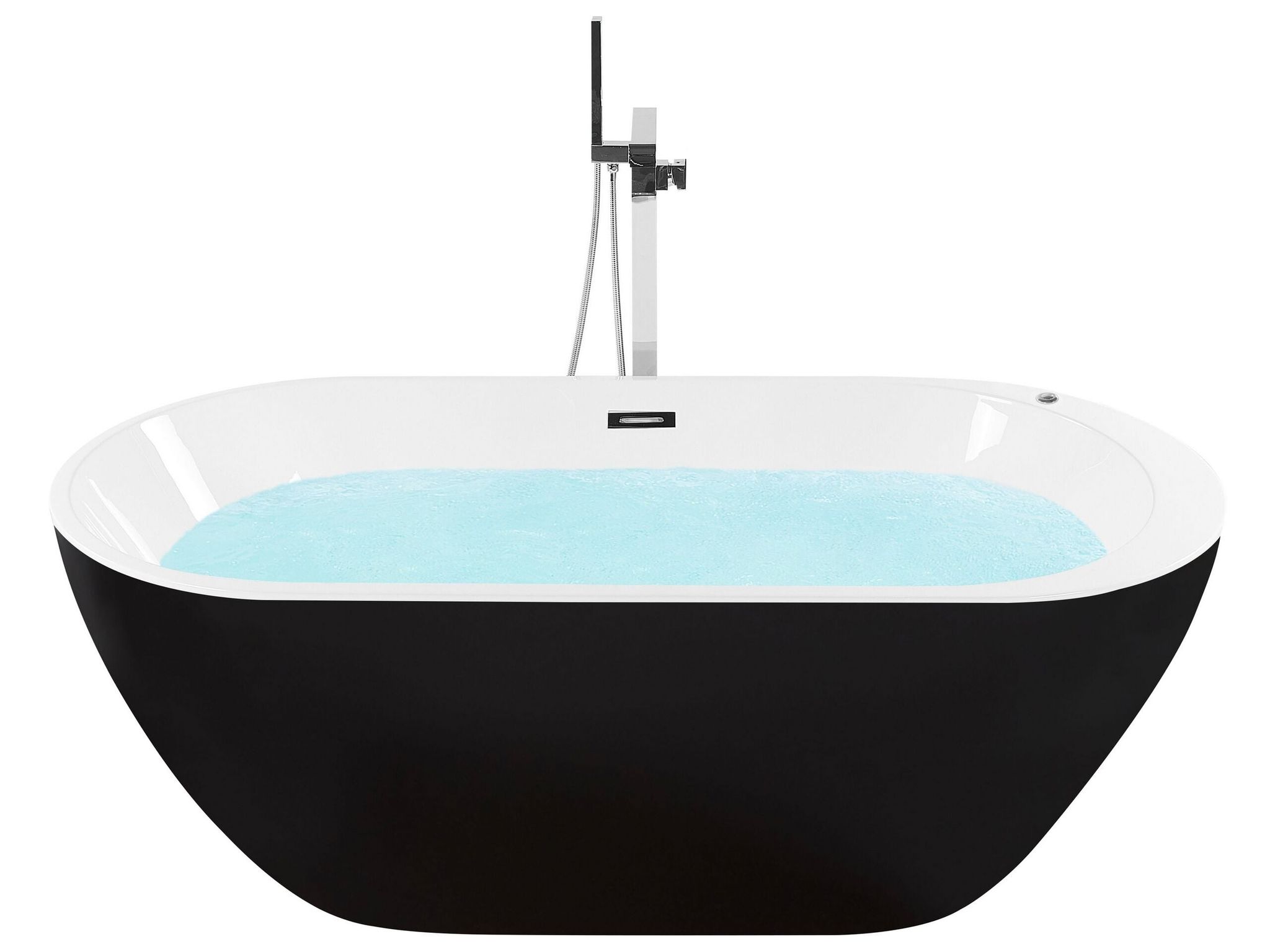 Freistehende Whirlwanne Mit Led Nevis 170 X 80 Cm Schwarz
