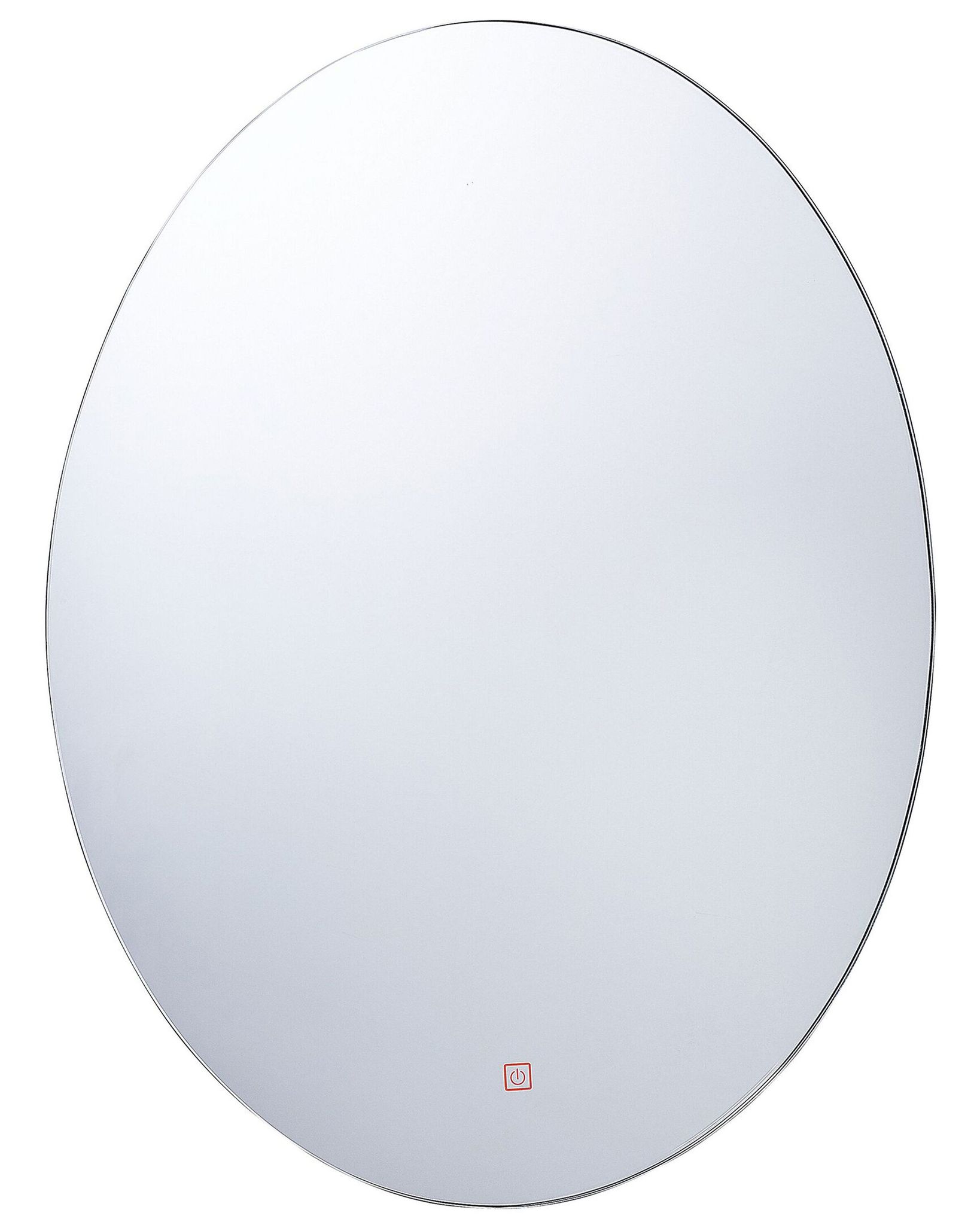Beliani - Wandspiegel Silber Glas 80 X 60 Cm Mit Led Beleuchtung Oval Antibeschlagsystem Touch Sensor Modern