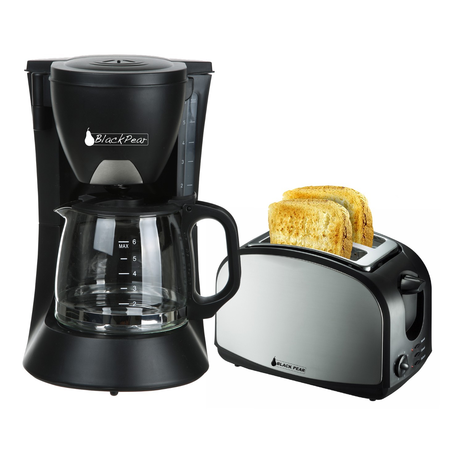 Kaffeetassen 6 650w Schwarz Birne Bcm106 + 2 Steckplätze Toaster Schwarz Pear Bgp400