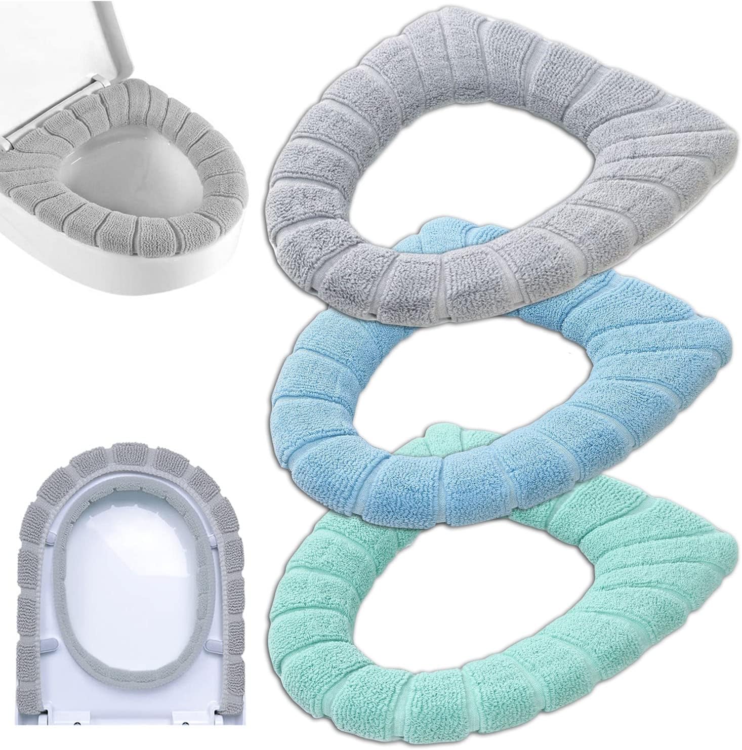 Wc-sitzbezug, Weich, Dick, Dehnbar, Waschbar, Zufällige Farbe (1 Set = 3 Stück)