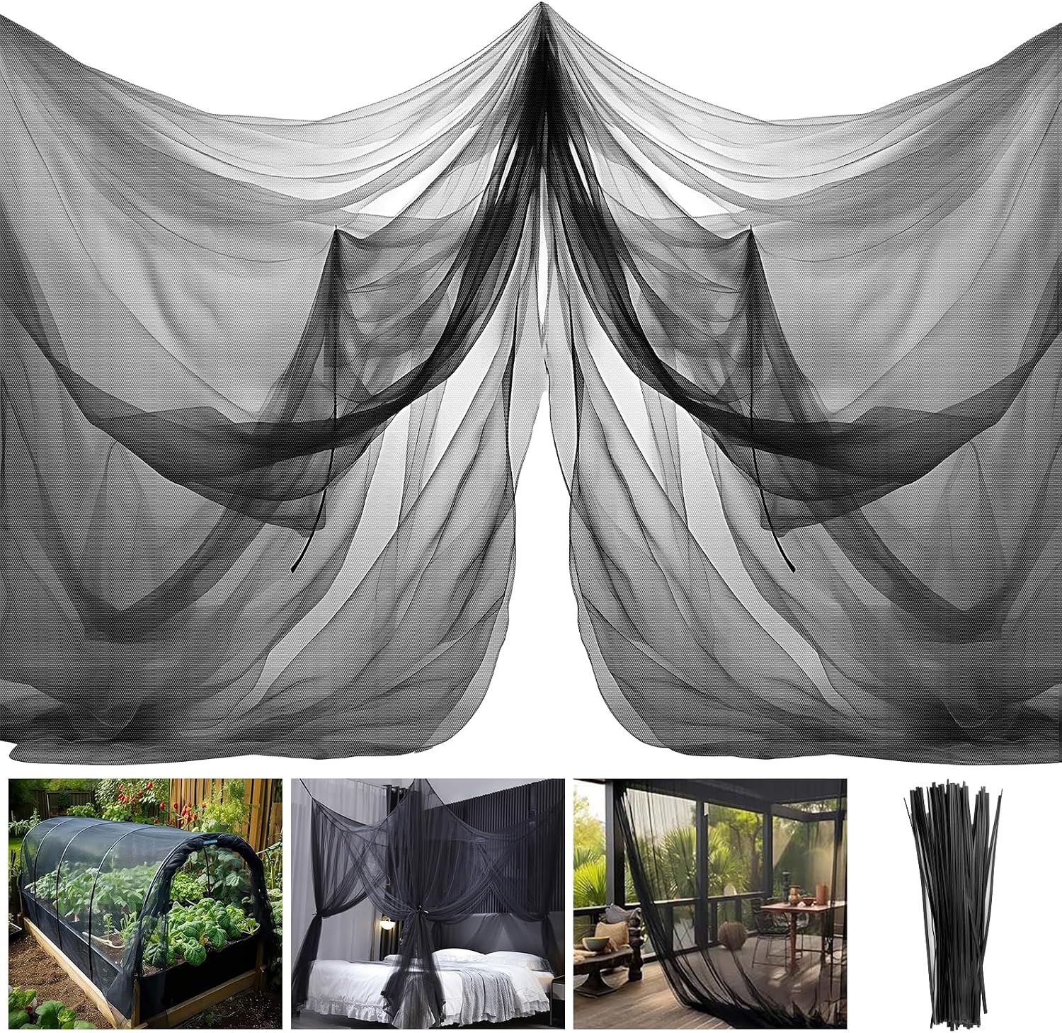 Moskitonetz Gemüseschutznetz 3 X 4 M Mit 50 Kabelbinder