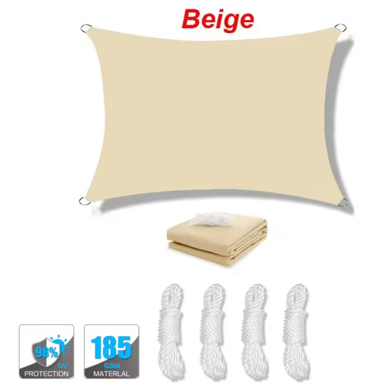 Kanwod Sonnensegel 4x4m Wasserdicht, Seilspannmarkise Für Balkon Und Terrasse, Uv-schutz, Inkl Befestigungsseile, Beige