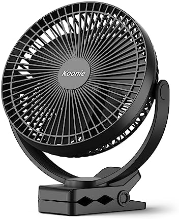 Koonie 10000 Mah Clip Ventilator, 20cm Tragbarer Usb Ventilator Grow Mit Akku, 4 Geschwindigkeiten & 360° Drehung, Leise Wandventilator,tischventilator Für Zuhause, Büro, Kinderwagen, Camping,growzelt