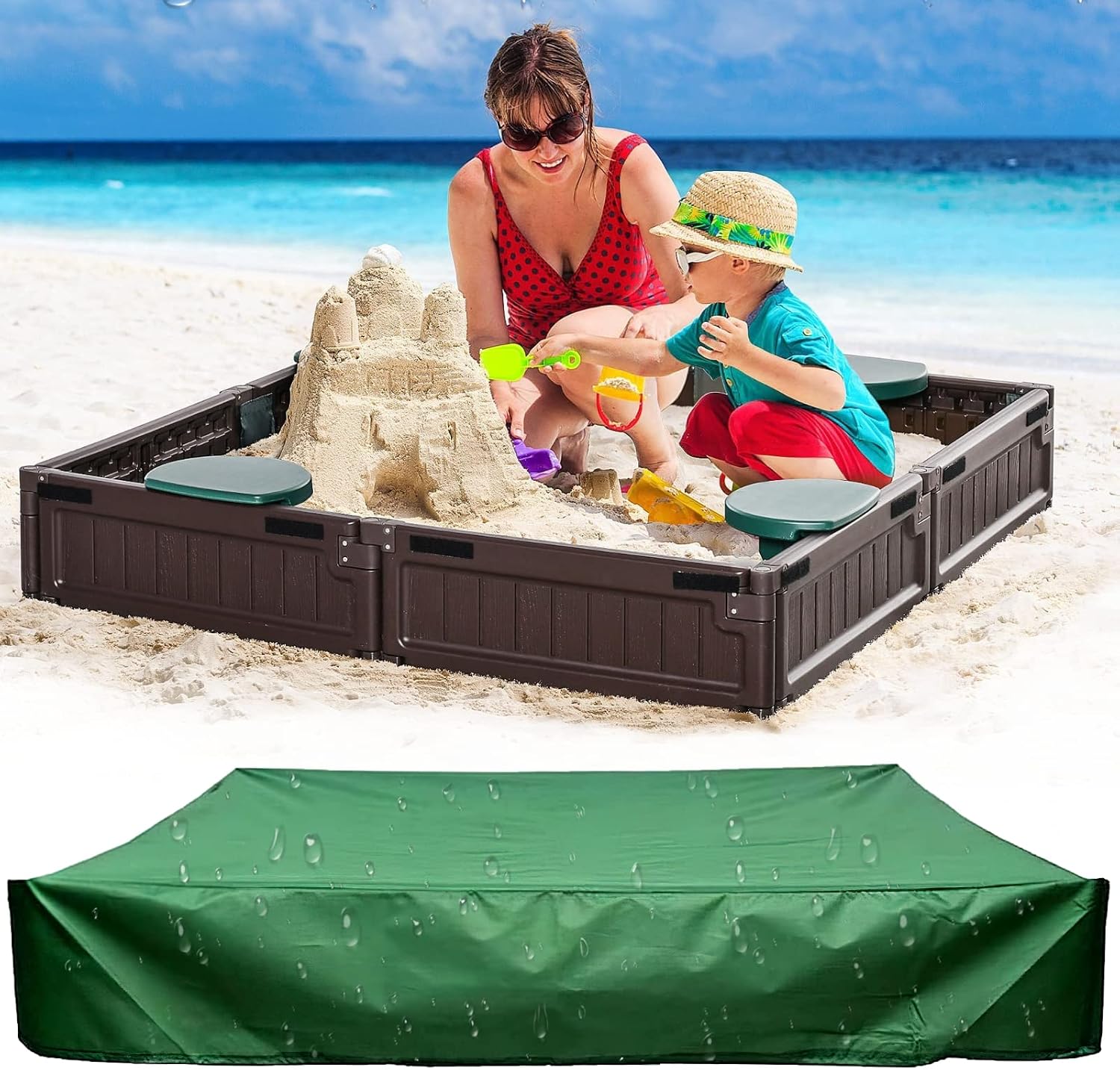 Sandkasten Abdeckung 120x120 Wasserdicht Abdeckung Sandkasten Sandkastenabdeckung Mit Kordelzug Sandkasten Mit Abdeckung Spielzeug Sandkastenplane,abdeckplane Sandkasten Für Pool,terrase,garten