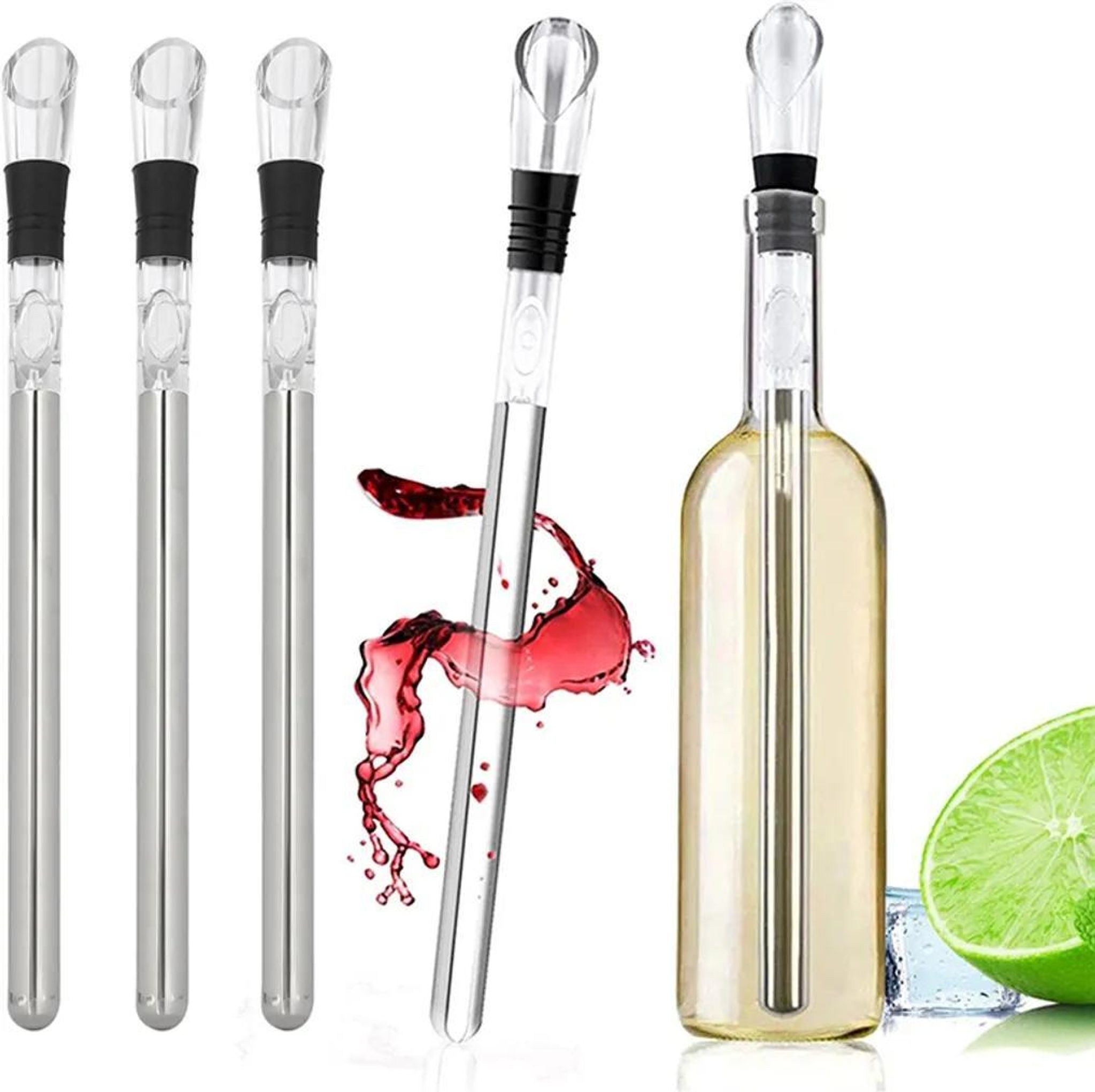 Weinkühler Edelstahl 4er Set Mit Belüfter & Dekantierer Für Weißwein