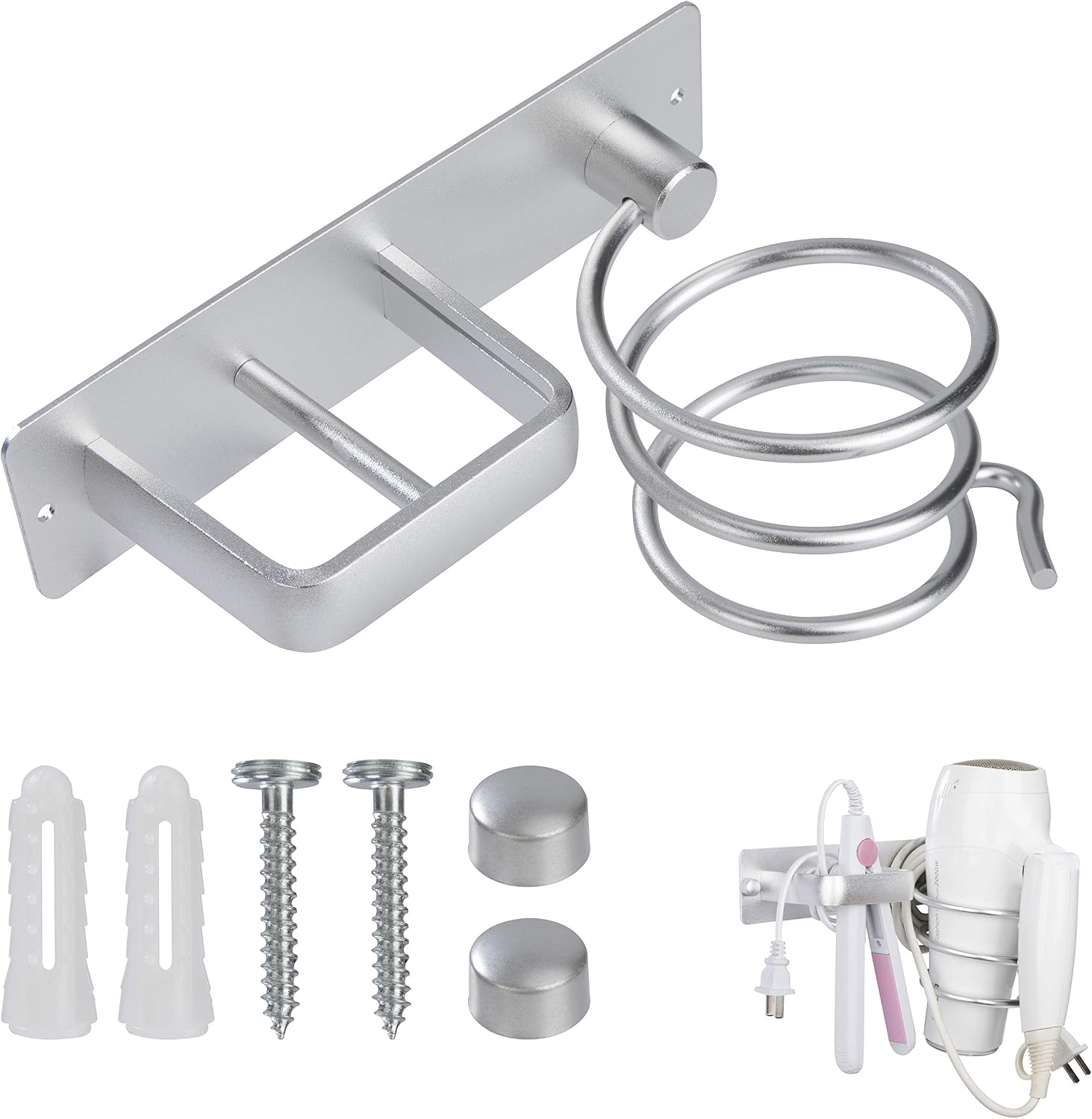 Haartrocknerhalter Aluminium Wandmontage Fönhalter Mit Zwei Löchern