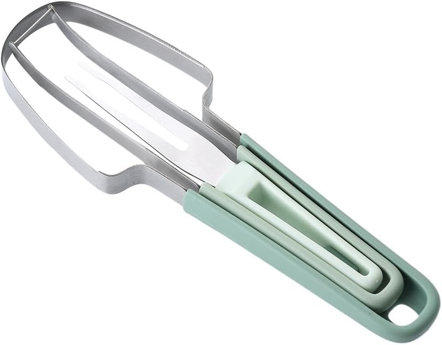 3-in-1 Wassermelonen-gabelschneider Edelstahl Wassermelonen-ausstecher Wassermelonen-schneider Hobel Melonenschneider Messer Tragbarkeit Obstgabel Für Camping Küchenhelfer (a)