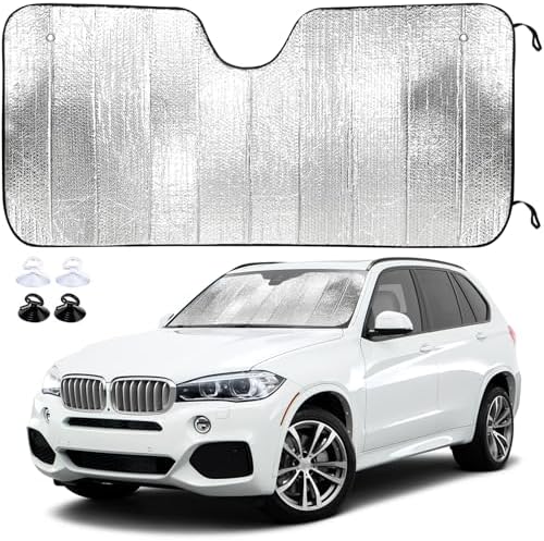 Sonnenschutz Auto Frontscheibe Innen, Faltbar 2 Saugnäpfe 140x70cm