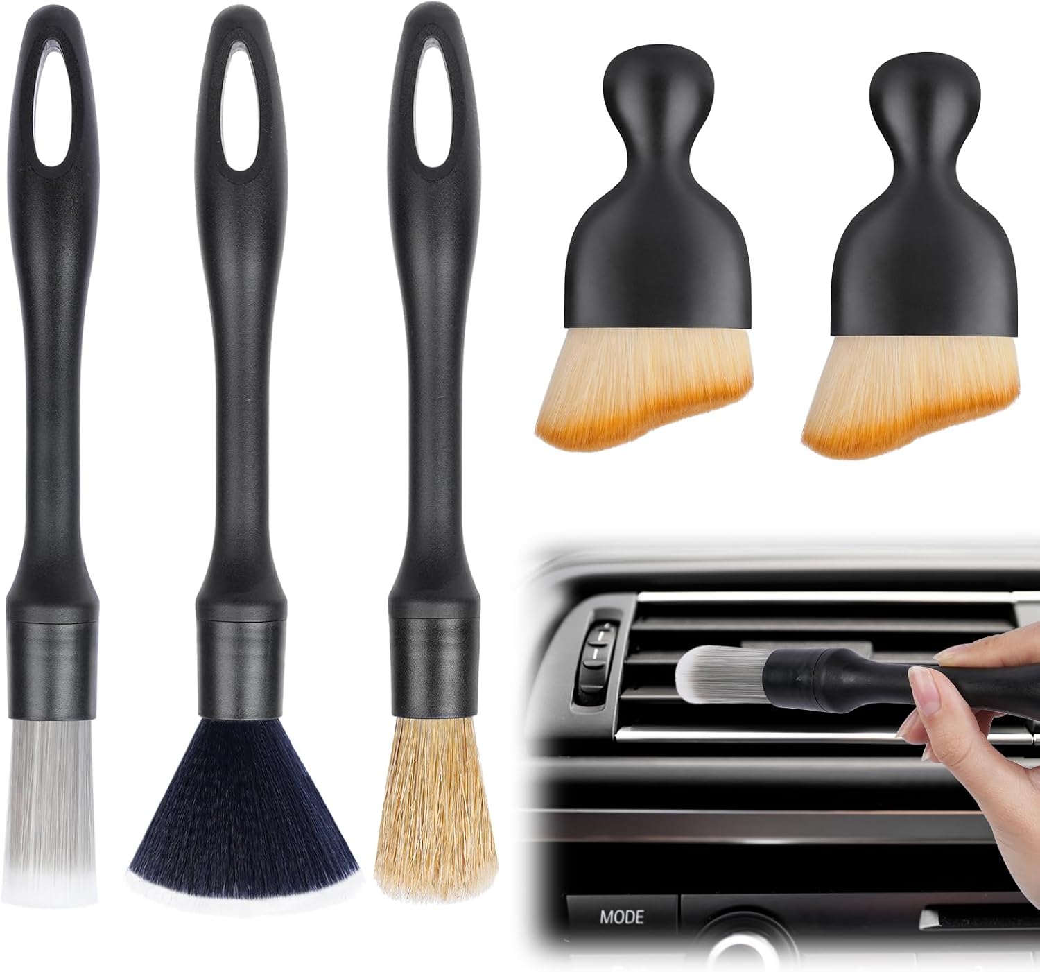 Auto Detailingbürste, 5 Stück Auto Detailing Bürsten Weiche Borsten Auto Innere Reinigungswerkzeuge Pinsel Detailierbürste Rreinigung Pinsel Staub Saubere Bürsten Für Auto Staub Büro