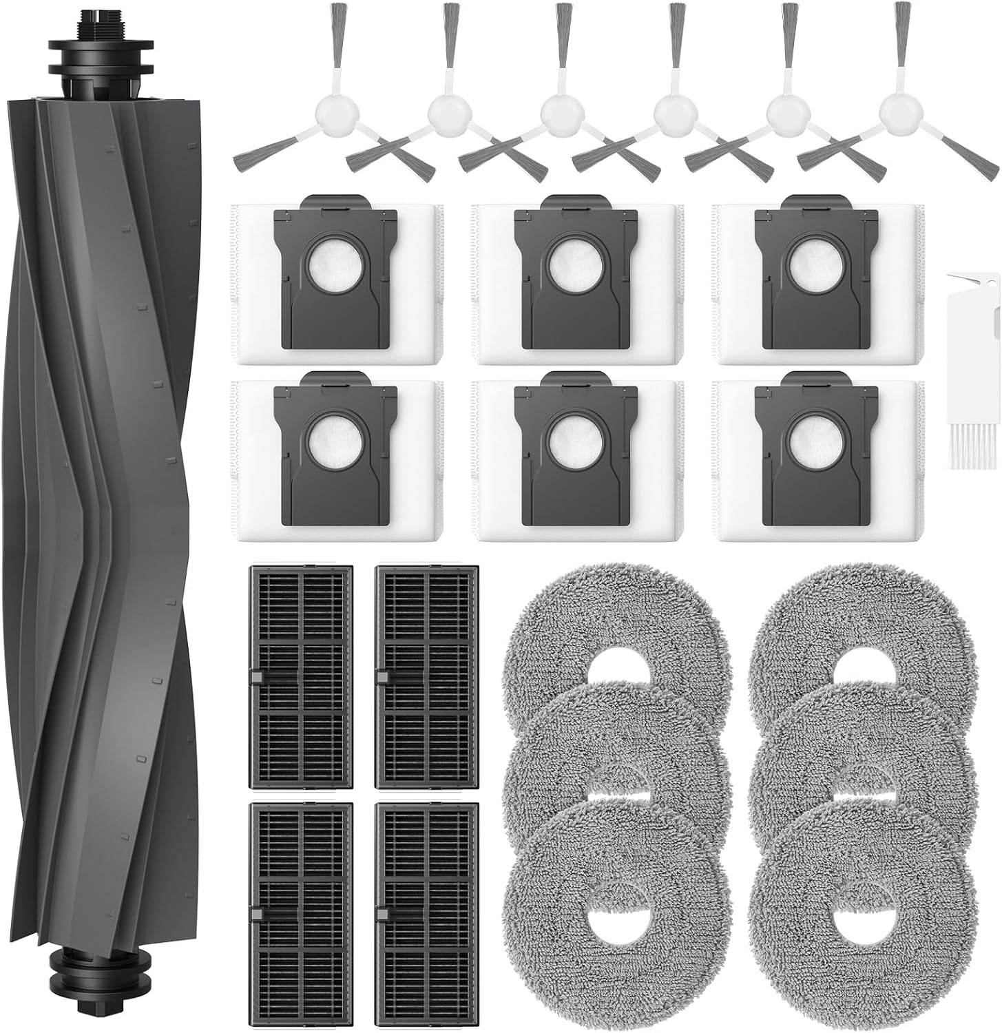 48 Stück Zubehör Für Dreame L10s Ultra Gen 2 / L10s Pro Ultra Heat / L40 Ultra Ae/ X30 Ultra/mova E30 Ultra Saugroboter, 2 Hauptbürste,12 Staubbeutel,12 Wischtücher, 8 Hepa-filter, 12 Seitenbürsten