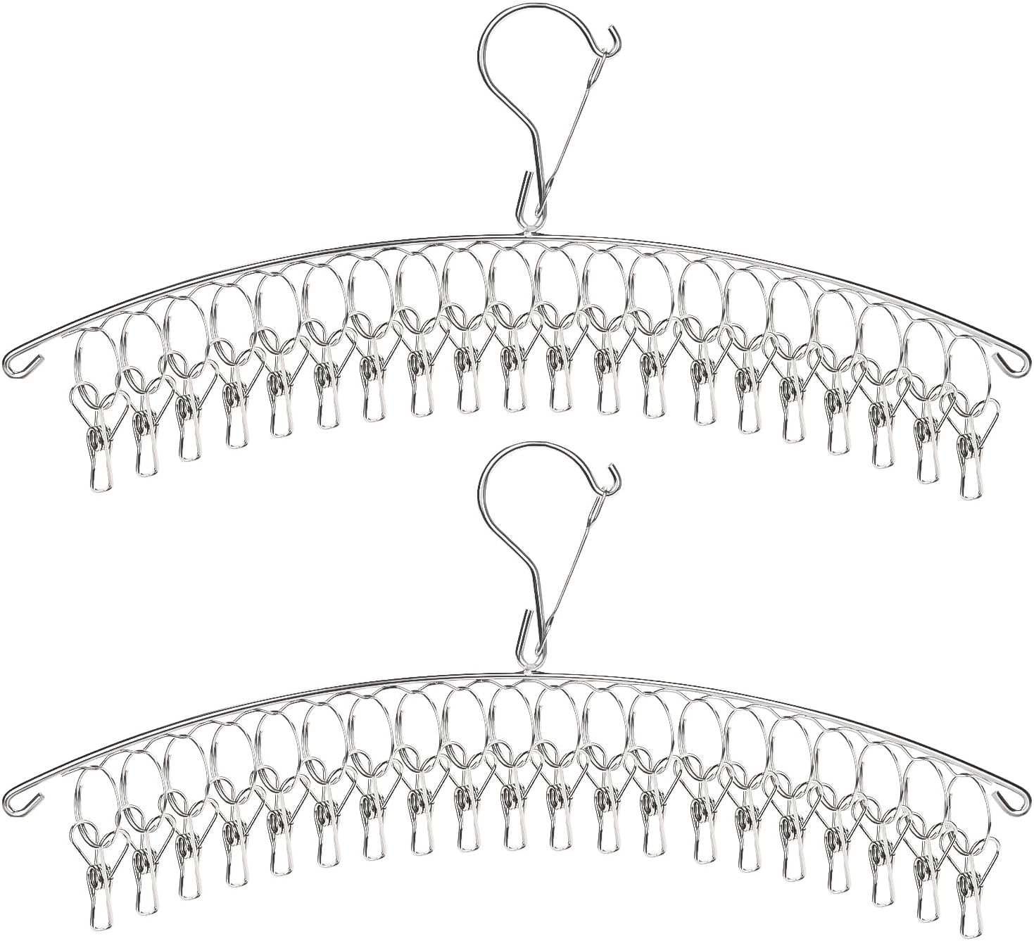 Rayong 2er Set Edelstahl Sockentrockner Wäschespinne Mit 40 Clips