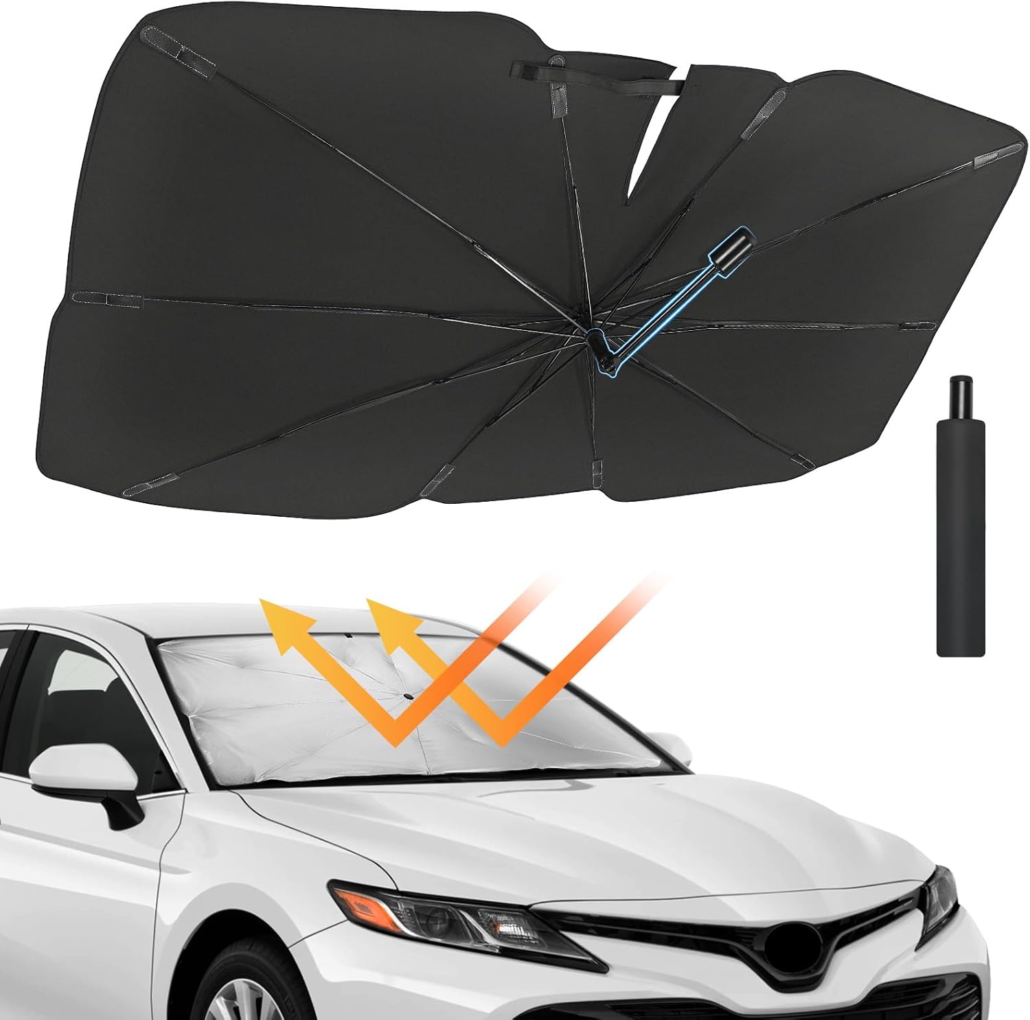360° Drehbarer Sonnenschutz Für Auto – Uv-schutz Windschutzscheibe, Verstellbare Stange, Für Die Meisten Autos, Suvs, 137 X 79 Cm