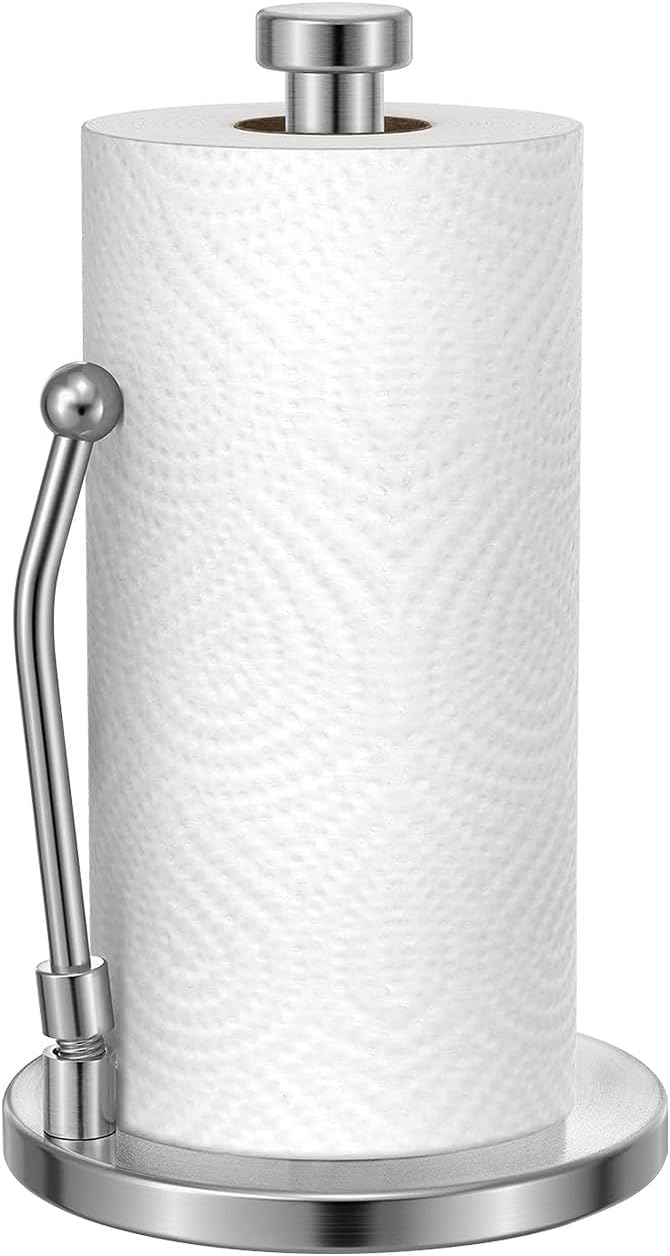 Küchenrollenhalter Edelstahl Freistehend Mit Federarm Gebürstet Silber.
