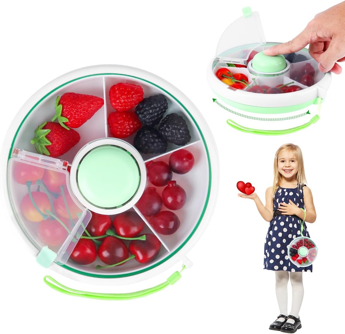 Drehbare Snackbox Mit 5 Fächern Snack Spinner Mit Deckel Grün