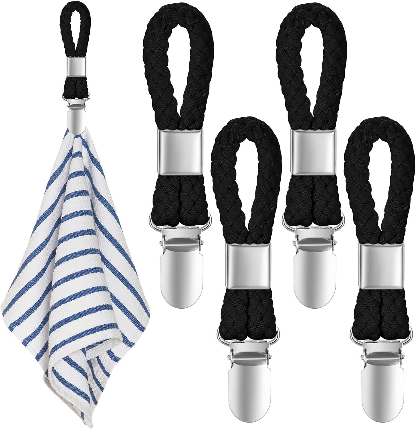 4 Stück Handtuch Clips Mit Schlaufen Haken Schwarz