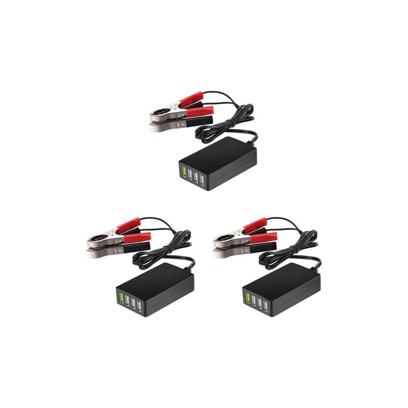 3-fach Tragbares Gleichstrom-netzteil Mit Batterieclip, 12v/24v Auf 5v Usb-ladegerät, Mehrfachadapter, Smartphones Und Tablets
