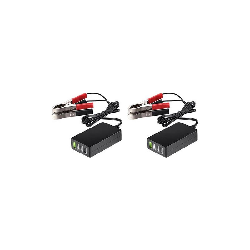 2x Tragbares Gleichstromnetzteil Mit Batterieclip, 12v/24v Auf 5v Usb-ladegerät, Mehrfachadapter, Smartphones Und Tablets