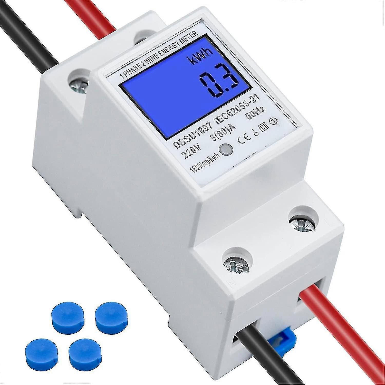 Lcd-digitalstromzähler, Wechselstromzähler, Hutschienen-kwh-zähler, 5 (80 A) Stromzähler, Hutschienen-1-phasen-2-pin-din-schienen-stromzähler, Ac230