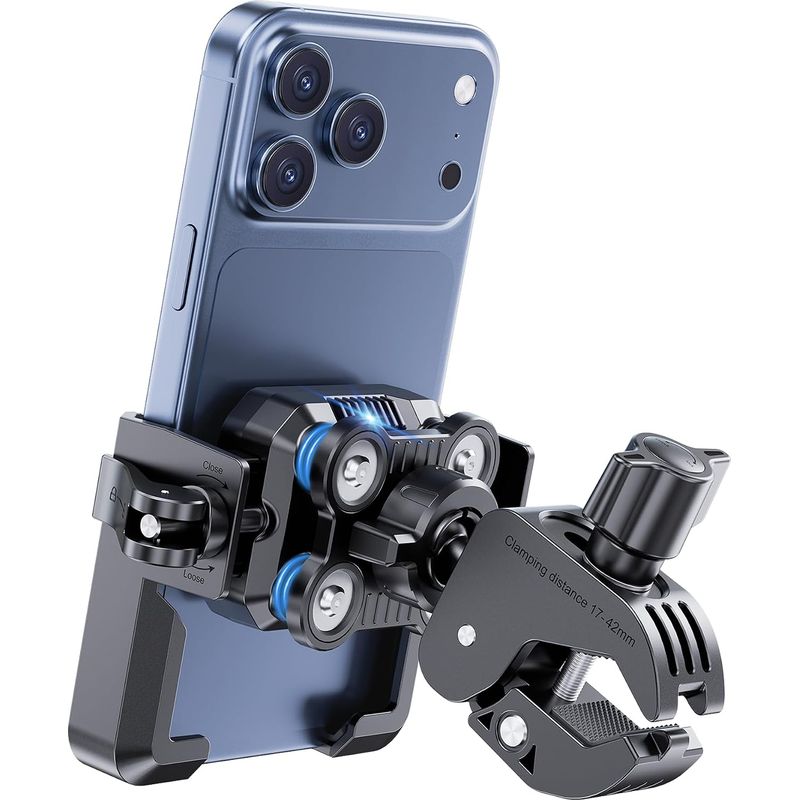 Motorrad-handyhalterung [4 Vibrationsdämpfer] Fahrrad-handyhalterung, Fahrrad-handyhalter, Für 17 16 15 14 13 Und Andere 4,7-7" Smartphones (schwarz)