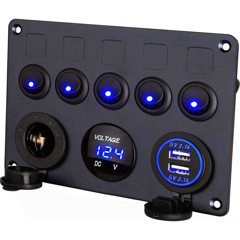 Wasserdichter Zündschalter Für Schiffe Mit Digitalem Voltmeter Und Dualem Usb-ladegerät Sowie Zigarettenanzünderstecker -