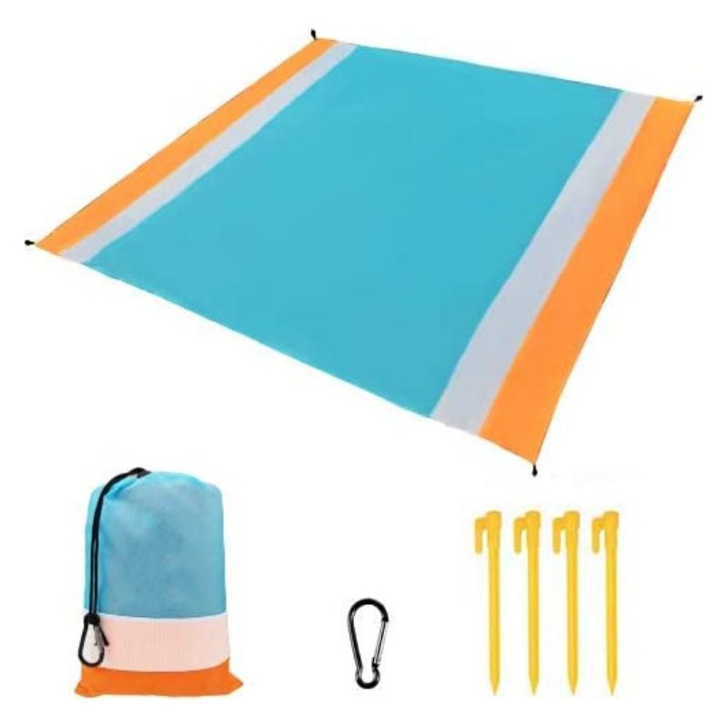 Strandmatte 200 X 210 Cm Mit 4 Heringen Für Strandpicknicks, Camping, Picknicks Und Outdoor-aktivitäten
