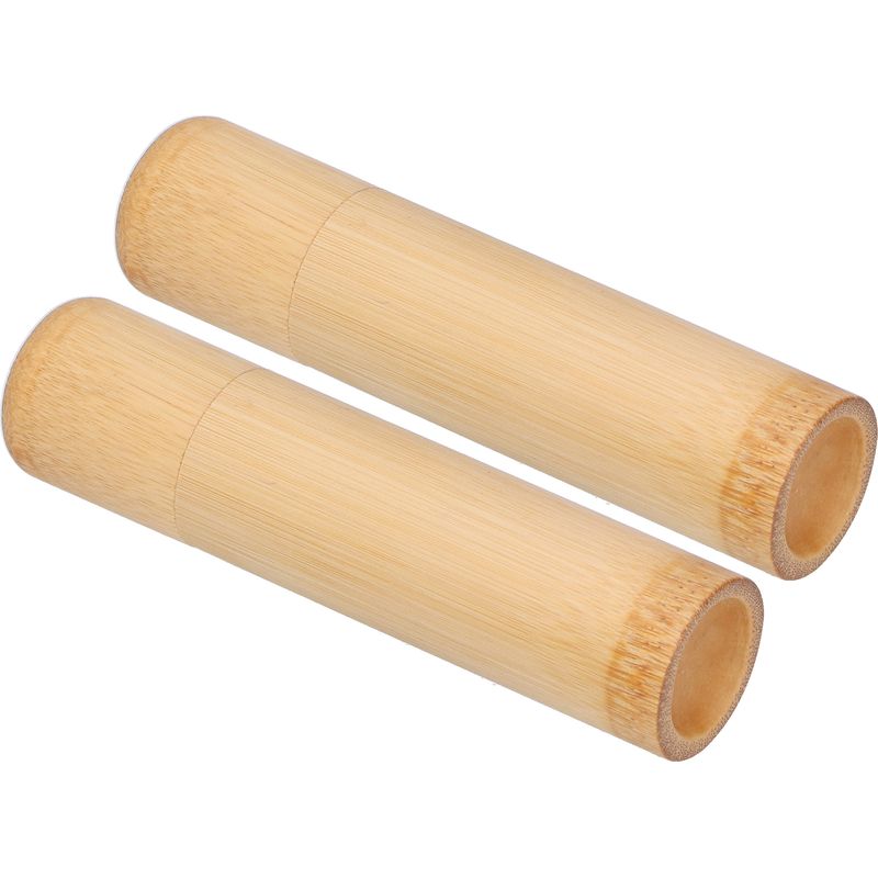 Set Aus 2 Umweltfreundlichen Bambusröhren Zur Aufbewahrung Von Tee, Kleinen Runden Zylindern Für Gewürze Und Kleinen Gläsern.