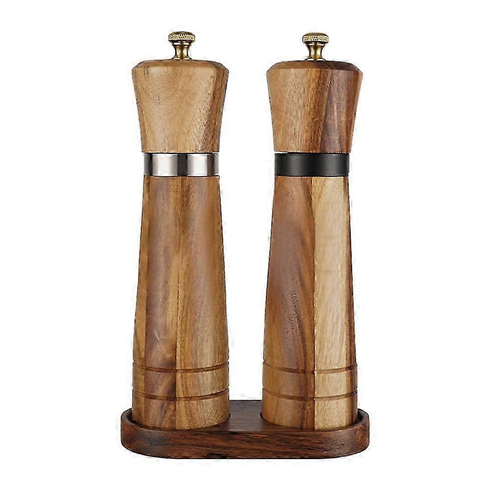 Salz- Und Pfeffermühlen-set, Salz- Und Pfeffermühle Aus Holz, Einfach Einstellbarer Mahlgrad Aus Keramik, Größe L