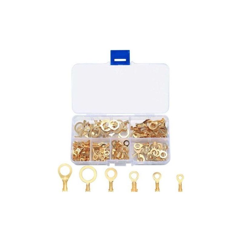 Fenoplastical Konvolut Von 150 Runden Messing-ösen-crimpklemmen, Kabelschuhen, Ringklemmen, Batterieklemmen, Kabelschuhen Für Motorrad-/auto-/m3-kabelverbinder