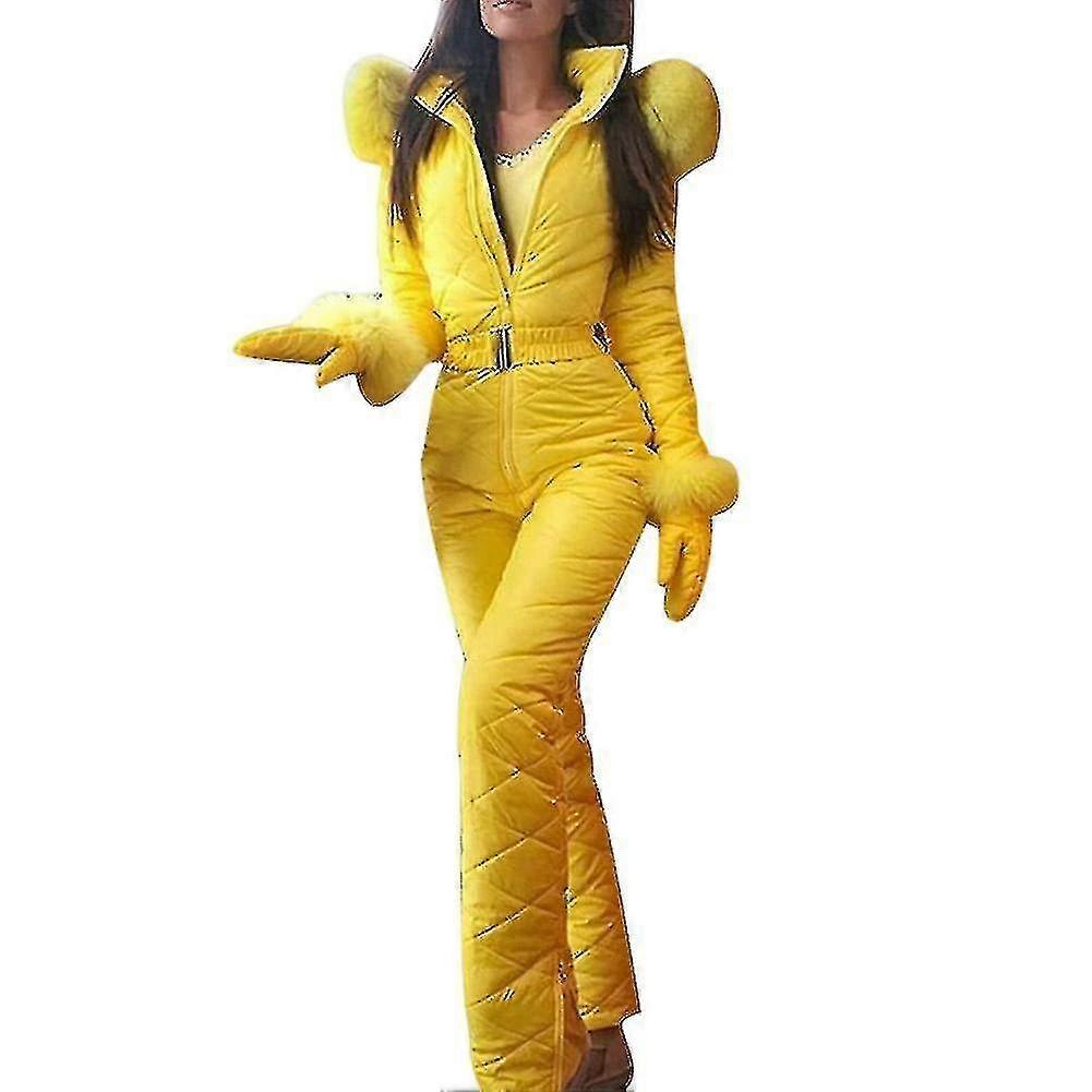 Damen Winter Warmer Schneeanzug Outdoor Sporthose Skianzug Wasserdichter Overall (gelb 2xl)