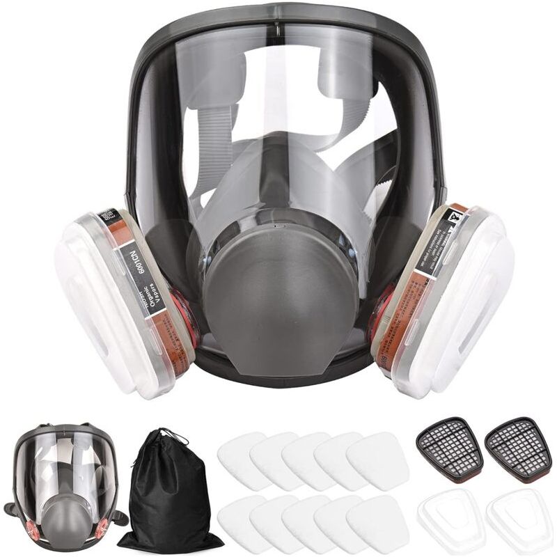 Wiederverwendbare 16-in-1-vollgesichtsmaske, Vollständiger Schutz Gegen Gase, Für Organische Dämpfe, Weites Sichtfeld Für Lackiermaschinen, Polieren, Schweißen Und