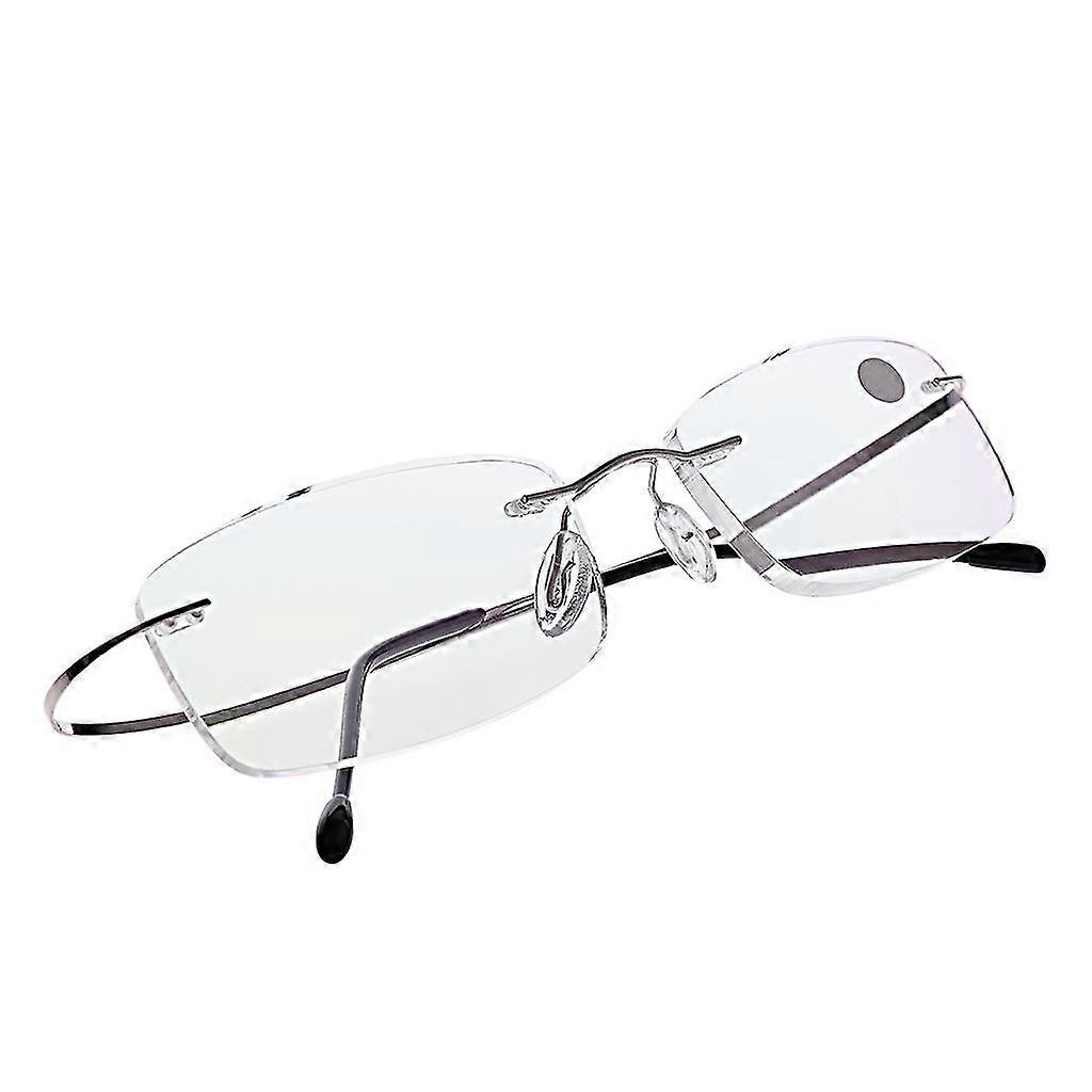 Ultraleichte, Randlose Lesebrille Aus Titan, Unisex, +1,0 Bis +3,5 Dioptrien, Kompakt (silber 250)