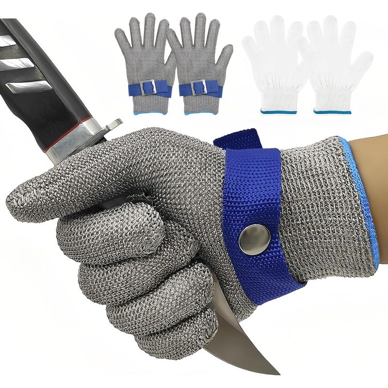 Schnittfeste Schutzhandschuhe, Schutzklasse 9, Aus Edelstahl 316l, Größe Xl, Für Metzger Und Andere Arbeiten Im Zusammenhang Mit Der Verarbeitung Von Schlachtgut.