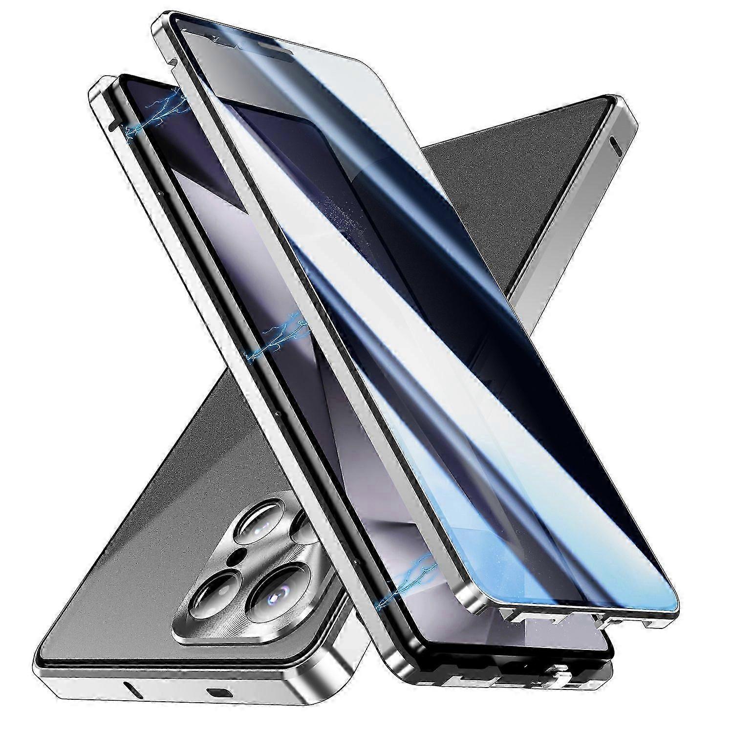 Für Samsung Galaxy S25 Ultra Schutzhülle, Doppelseitiges, Magnetisches Anti-spionage-schutzglas (silber)