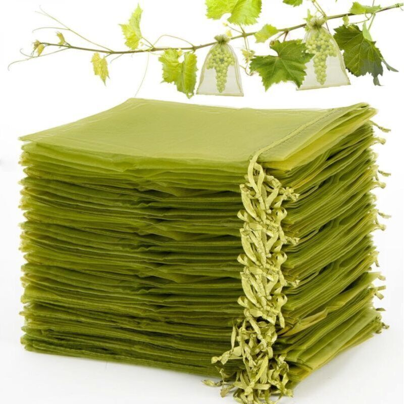 Wiederverwendbare Obstnetze Aus Militärgrünem Organza – Packung Mit 100 Beuteln (10 × 15 Cm) Zum Schutz Von Äpfeln, Birnen Und Obst