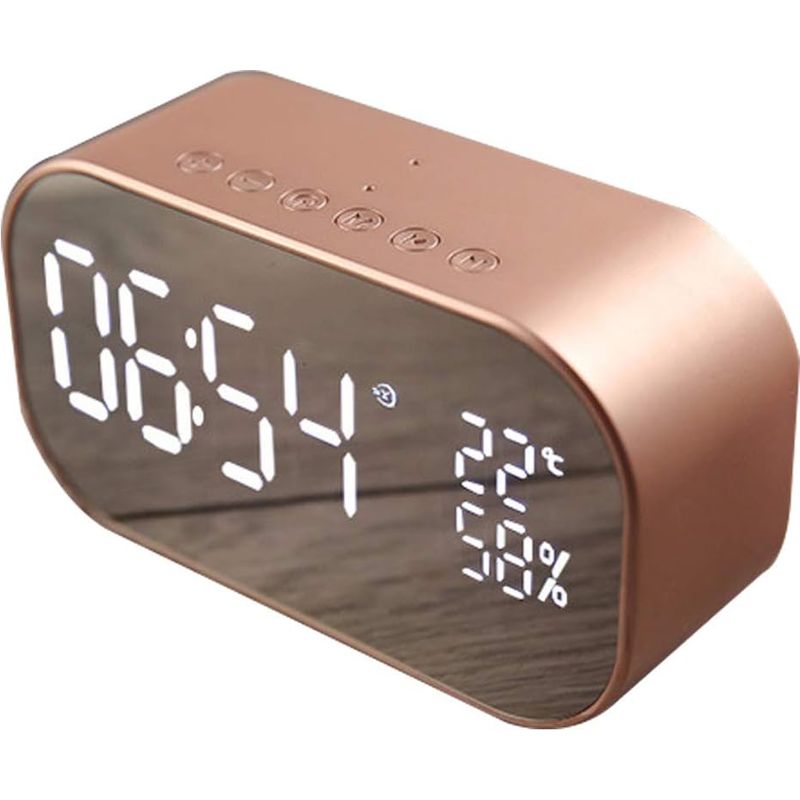 Digitales Radiowecker Mit Bluetooth-lautsprecher, Usb-ladefunktion Und Tf-kartenwiedergabe Fürs Büro – Roségold