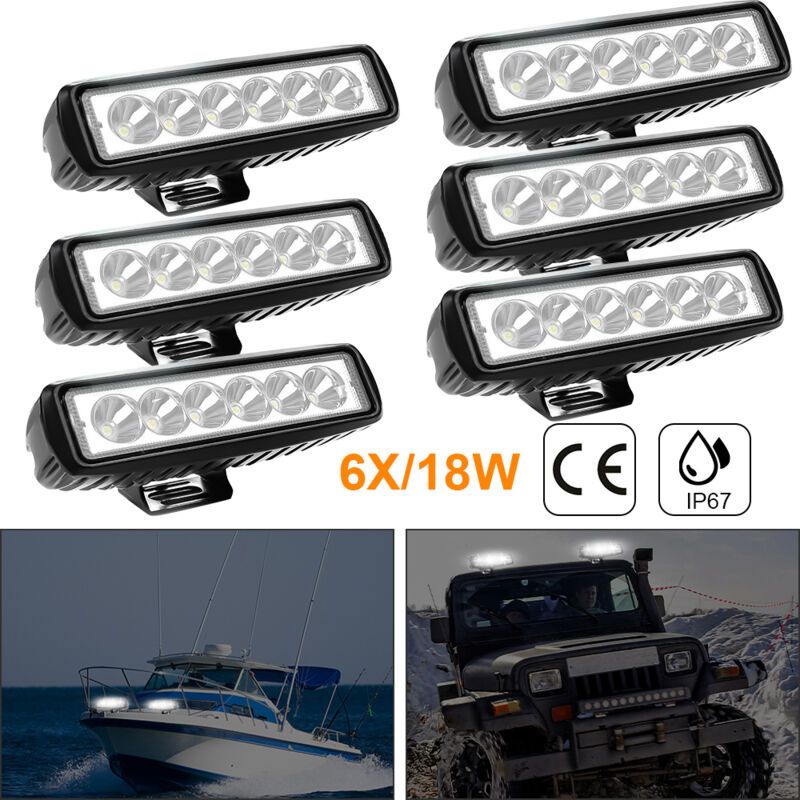 6er-set 18-w-led-arbeitsscheinwerfer (12 V/24 V) Für Traktoren, Bagger Und Baumaschinen, Schutzart Ip67 – Schwarz