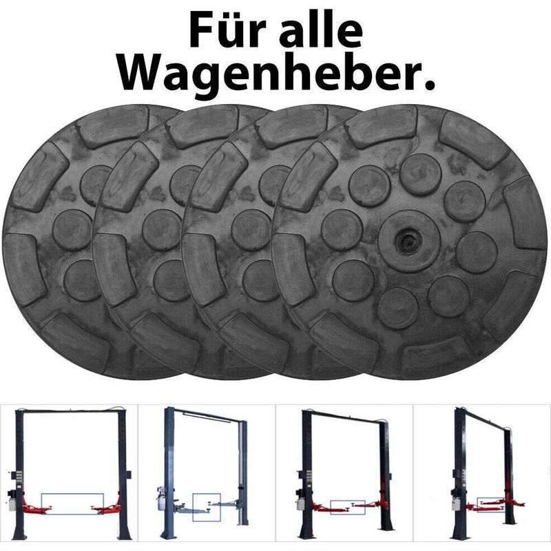 – Set Mit 4 Gummipads (120 Mm) – Hebezubehör Für Hebebühnen – Bodenschutz – Einfache Montage