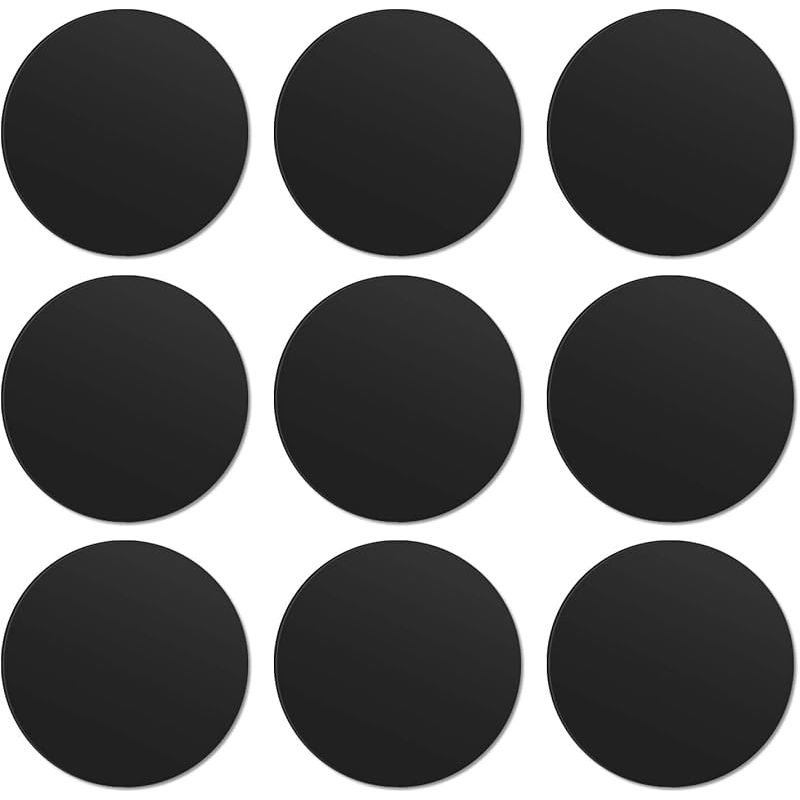 Metall-telefonplatten (9 Runde) Mit Klebstoff Für Magnetische Autotelefonhalterungen/autotelefonmagnete Und Magnetische Produkte, Schwarz