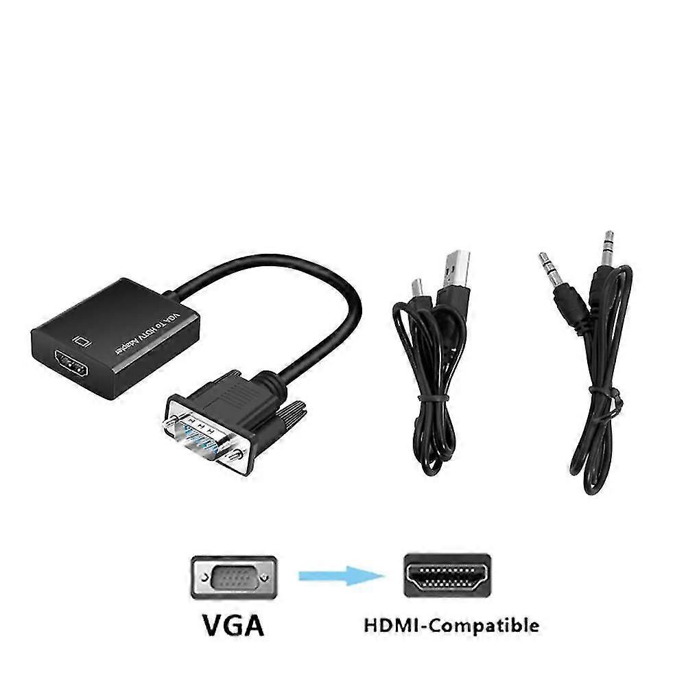 1080p Hd Vga-zu-hdmi-konverterkabel Mit 3,5-mm-audioausgang, Vga-stecker Auf Hdmi-buchse, Adapter Für Pc/laptop An Hdtv/projektor