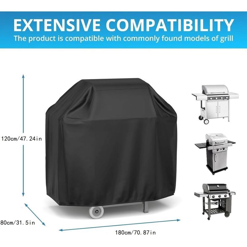 Universelle Grillabdeckung 180x80x120cm – Strapazierfähiges 210d Oxford-gewebe – Schutz Für Alle Vier Jahreszeiten (uv/regen/feuchtigkeit) – Schwarz – Für Weber Holland Und