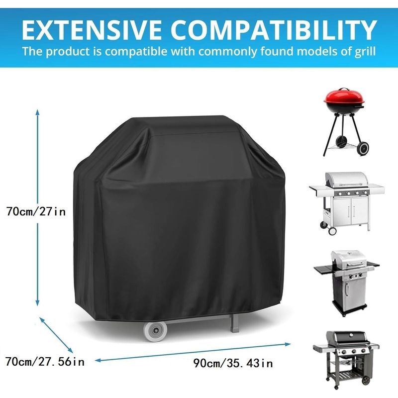 Grillabdeckung 90x70x70cm Schwarze Schutzplane Für Den Außenbereich, Winddicht, Uv-beständig, Wasserdicht, Feuchtigkeitsbeständig, Staubdicht